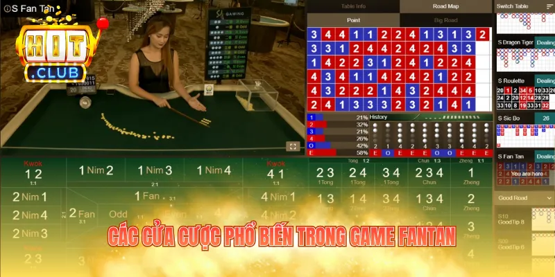 Các cửa cược phổ biến trong game Fantan